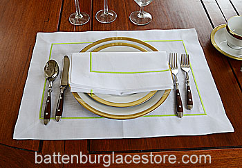 Napkin. LIME PUNCH COLOR CORD STITCH. 20"x20" NAPKIN - Click Image to Close